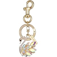 Aqua79 Angel Wing Keychain - Gold 3D Sparkling Charm Rhinestones